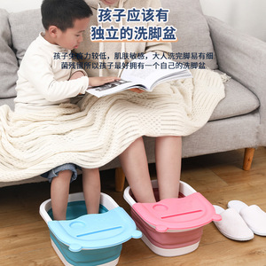 Bañera Plegable Aislada para Pies con Diseño de Gato, con Tapa y Función de Masaje, Portátil de Plástico para Uso Doméstico, Azul Rosa 39x30x18cm - Product Image 4