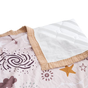 Conceptions personnalisées Mousseline légère à impression numérique Double gaze Tissu Mousseline <span class=keywords><strong>de</strong></span> coton Couverture d'emmaillotage pour bébé Automne - Product Image 6