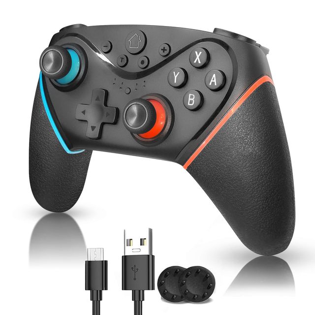 For N-switch Wireless Game Controller with Gyroscope Programmable Vibration Feedback Compatible PC 360 Steam TV Box Android IOS