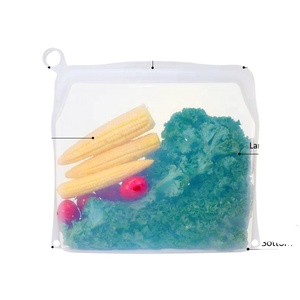 Custom Silicone Reusable Food Grade Leakproof <b>Collapsible</b> BPA Free Eco-Friendly <b>Storage</b> Freezer Bags Zipper Bag Food Pouch Bags - Product Image 2