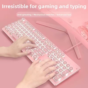 Punk Style USB Wired Mechanical Full Size Keyboard New LED Backlit 104 <b>Keys</b> Desktop Aluminum Alloy <b>Panel</b> - Product Image 4