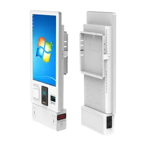 WiFi/Bluetooth/Ethernet Connect 27 Inch Capacitive Touch Flat Screen Receipt Printer Bill Acceptor Payment Kiosk