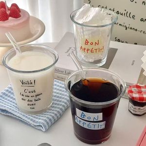 Le Caf Au Lait Glass Cup 450Ml With Lid And Straw For Coffee Milk Tea Drinkware - Product Image 4
