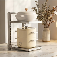 Étagère à casseroles carrée moderne en métal multi-niveaux, support de rangement coulissant robuste pour cuisine domestique, organisateur de placard de cuisine