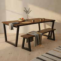 Ensemble de table et bancs de salle à manger industriels en métal pour hôtel, ferme et parc, utilisation extérieure, garantie 3 ans