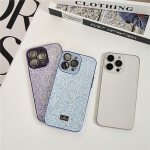 Long lanh Bling PC kim cương đính cườm trường hợp điện thoại cho <span class=keywords><strong>Iphone</strong></span> 15 16 14 Pro cộng với Max Cover quay lại - Product Image 1