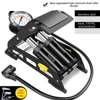 Pompe à vélo à haute pression actionnée au pied avec manomètre, gonfleur universel pour voiture, moto, vélo électrique, portable 150-200 PSI