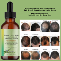 Huile de croissance capillaire fortifiant au romarin et à la menthe biologique, sérum à la biotine, traitement, masque capillaire pour cheveux bouclés, soin des pointes fourchues, soin du cuir chevelu sec