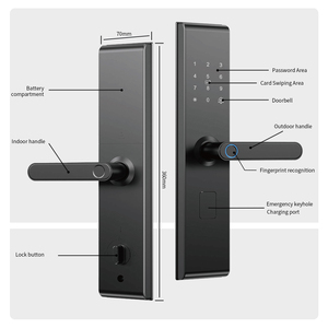 Nhập cửa thông minh khóa ttlock vân tay bàn phím thẻ RFID <span class=keywords><strong>Key</strong></span> tuya App Wifi Bluetooth 5-in-1 Keyless nhập cho an ninh nhà - Product Image 2