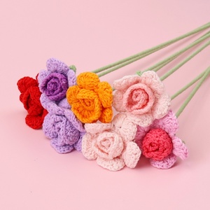 Finished Knitted Yarn Single-Head for Rose Artificial Valentine's Day Goddess Festival Wedding <strong>Holiday</strong> Gift Home Decoration - Product Image 1