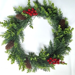 Guirnalda Decorativa Navideña en Oferta, Guirnalda Circular con Frutos Rojos y Piñas, Guirnalda Artificial de Espuma y Ciprés PE - Product Image 6