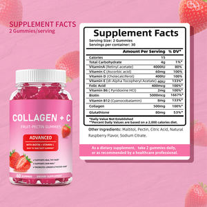 Collagen + <span class=keywords><strong>C</strong></span> Multivitamin suplemen organik <span class=keywords><strong>Vitamin</strong></span> <span class=keywords><strong>C</strong></span> Collagen suplemen Gummies untuk kecantikan - Product Image 5