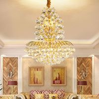 Lustres modernes et élégants en porcelaine, lampe à suspension en cristal doré avec décoration ovale, lampes lumineuses