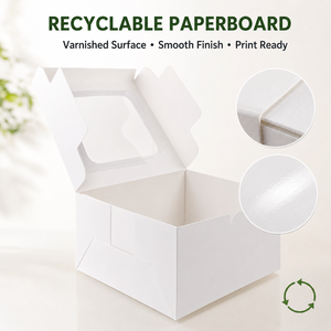 Caixa de Papel para Bolo com Logotipo Personalizado e Janela Transparente, Embalagem Dobrável Branca para Doces e Alimentos, Fabricante Atacadista com Fornecimento em Massa - Product Image 5