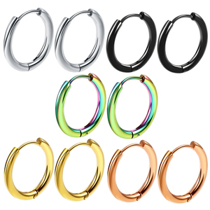 Orecchino a Cerchio Senza Saldatura in Acciaio Inox con Chiusura a Cerniera, Gioielli per il Corpo, 5 Colori, Piercing per Orecchie e Naso - Product Image 6