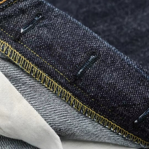 Nouveau <span class=keywords><strong>jean</strong></span> rétro unisexe coupe droite ample en denim <span class=keywords><strong>brut</strong></span> à bords bruts, pantalon large et ample noir et bleu pour l'hiver - Product Image 6