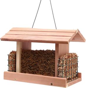 Décoration extérieure de jardin suspendue en bois de cèdre rouge Maison pour animaux sauvages Fenêtre extérieure Mangeoire à oiseaux - Product Image 4