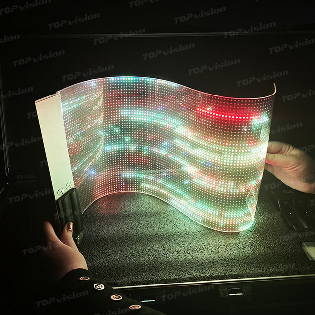 TOPvision Flexible Adhesive LED Transparent Film Screen Display Glass Advertising Video Wall