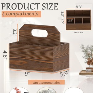 Wooden Cutlery <b>Storage</b> <b>Box</b> Rectangle <b>Kitchen</b> Countertop Organizer With Handle Standing Type Solid Color - Product Image 2