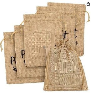 Pochettes cadeaux en jute réutilisables, écologiques, durables, de qualité supérieure, en fibres naturelles, avec logo personnalisé, petite taille, pour bijoux - Product Image 1