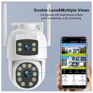 6MP Wifi PTZ Máy ảnh ống kính kép kép Màn hình ai con người tự động theo dõi tầm nhìn ban đêm 360 ngoài trời <span class=keywords><strong>Camera</strong></span> An Ninh - Product Image 2