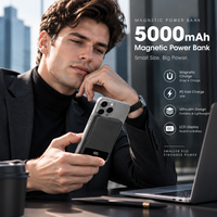 Batterie externe magnétique sans fil en métal 5000 mAh, chargeur portable ultra-mince 20W PD à charge rapide, écran LCD, batterie Li-Polymère en métal