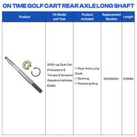 Suku Cadang & Aksesoris Golf Cart, As Roda Belakang Golf Cart 516MM, Poros Panjang untuk Club Car Precedent Tempo Onward Gas 2015-ke atas 105066101