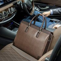 Porte-documents en cuir véritable pour homme avec logo personnalisé, grande capacité, sac pour ordinateur portable, sac de bureau pour homme avec logo personnalisé