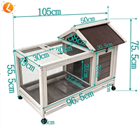 Cage à lapins en bois moderne, grande cage rectangulaire pour animaux de compagnie, roues, plateau amovible, utilisation intérieure/extérieure pour cochon d'Inde, hamster, écureuil