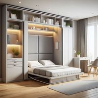 Lit Murphy pliable sur mesure avec armoire et tiroirs, meubles de chambre à coucher, design moderne, gain de place, lits muraux Murphy