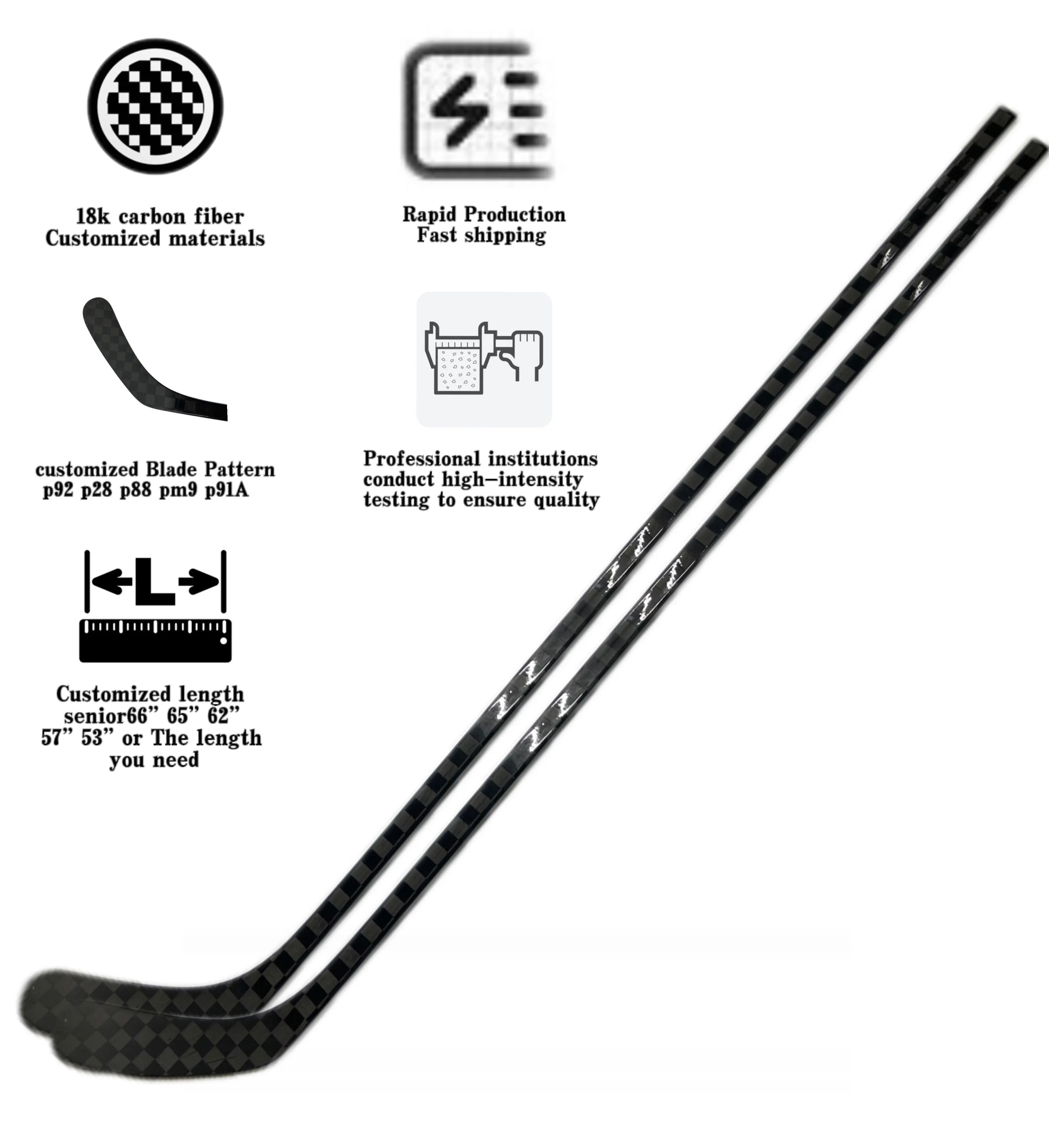 Trung Quốc bán buôn tùy chỉnh hyperlite Junior Hockey Stick Composite True 18K Carbon trắng trung gian lĩnh vực Ice Hockey Stick