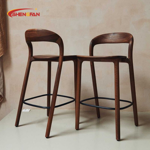 Sgabello da Bar Premium Stile Nordico per Cucina, Hotel, Bistrot, Caffè, con Cuscino Personalizzato in Tessuto, Legno Massello, Schienale Alto, Design da Bancone, Sedie da Pranzo <span class=keywords><strong>Neva</strong></span> - Product Image 6