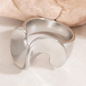 Geometric Titanium Steel <b>Ring</b> Irregular Heart Shape For Women Index Finger Gift Jewelry - Product Image 4