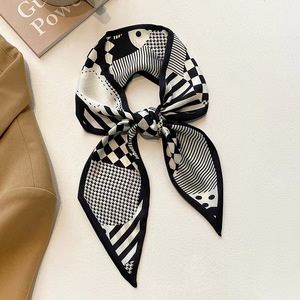 Nuovo Design <span class=keywords><strong>nero</strong></span> bianco a scacchiera lungo nastro sciarpa <span class=keywords><strong>elegante</strong></span> per donne fasce per capelli sciarpe all'ingrosso - Product Image 6