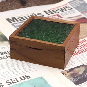 Luxury Walnut Wood Trinket Box Custom Color Pattern Glass Lid Wooden Jewelry Box Wood Gift Box for Newborn Baby <strong>Wedding</strong> <strong>Keepsake</strong> - Product Image 2
