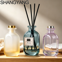 Bouteille diffuseur d'arômes sans flamme, transparente, plate et ronde, à dégradé de couleurs, vide, 50ml, 120ml, 150ml, pour diffuseur à bâtonnets