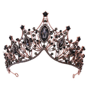 Corona da Sposa <span class=keywords><strong>Tiara</strong></span> Barocca Retrò in Rame Nero, Copricapo per Matrimonio, Fidanzamento, Anniversario, Compleanno, <span class=keywords><strong>Regina</strong></span> - Product Image 2