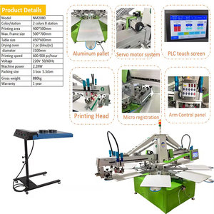 New Automatic 2 Color Multi-Station Garment Screen Printing Machine for T-Shirts and Card Printing with Aluminum Pallet - Product Image 2