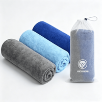 Serviette de sport en microfibre à séchage rapide avec sac de transport en filet pour la salle de sport et les voyages