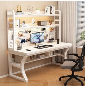 Nuevo Escritorio de Madera Maciza con Estantería Integrada y Panel Perforado, Escritorio para Computadora para el Hogar, Dormitorio, <span class=keywords><strong>Estudio</strong></span>, <span class=keywords><strong>Mesa</strong></span> de Escritura para Estudiantes - Product Image 6