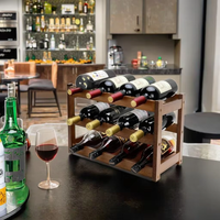 Casier à vin en bambou à 3 niveaux 12 bouteilles armoire de rangement pour vin étagère autoportante casier à vin en bambou pour cuisine garde-manger