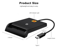 Lecteur de carte intelligent mobile ZOWEETEK OTG ISO 7816 avec interface Type-C Plug and Play Lecteur de carte de crédit Paiement