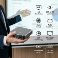 Proyektor Mini Saku Android 13 Smart S4 DLP Native 1080P Berkualitas Tinggi dengan Auto Focus, Baterai Internal, untuk Luar Ruangan dan Rumah, Film 3D