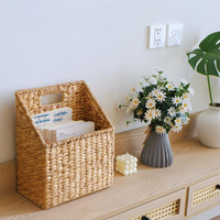 Panier de rangement en jacinthe d'eau tressé à la main, style pastoral, en forme de calebasse, avec 2 bacs organisateurs inclinés à dossier haut – Vente directe usine