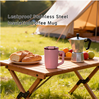 Mug à café isotherme sans BPA de 450 ml avec couvercle anti-fuite - Tasse de voyage portable pour boissons chaudes et froides