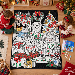 Couverture à colorier DIY de Noël, lavable et réutilisable, en flanelle, pour peinture familiale, motif personnalisé, cadeau pour enfants - Product Image 6