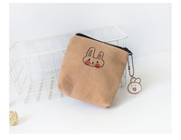 Dompet koin kelinci kecil lucu untuk wanita, dompet Mini Korea hati gadis segar kecil kompak sederhana kantung koin