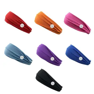 Women's Headbands with Buttons Headwraps Hair Accessories Ear Protection Holder Elastic Headbands for Nurse Men Sports Spa Yoga