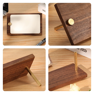High-Quality Luxury Walnut Business Card Holder Brass Accent <b>Desk</b> Organizer for Executive Office Home Coffee Decoration - Product Image 2