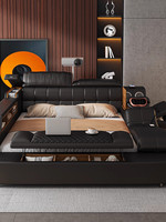 2026 Neues Multifunktionales Tatami-Smart-Bett für Hauptschlafzimmer, Kingsize 2m x 22m, Hochwertiges Elegantes Hochzeitsbett mit Projektor